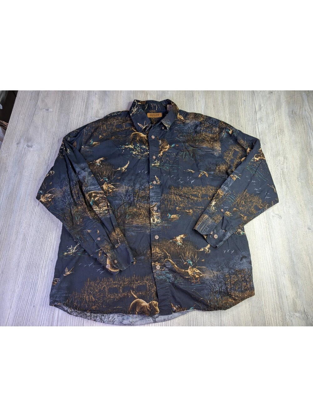 Morgan Creek Outfitters Men's Large Hunting Print Button-Up Shirt vintage L
